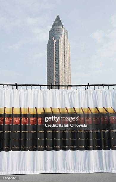 The Messeturm is pictured during the preparations for the Frankfurt book fair October 9, 2007 in Frankfurt, Germany. Around 280,000 visitors are...