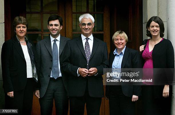 The Chancellor of the Exchequer leaves The Treasury for Parliament with his team Jane Kennedy Financial Secretary to the Treasury, Andy Burnham Chief...