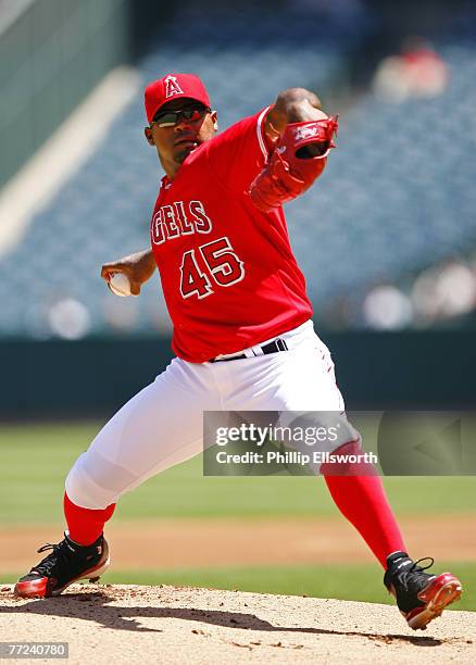 Angels starting pitcher Kelvim Escobar went five and two thirds innings giving up 5 hits, four runs striking out six and gets the no decision at...