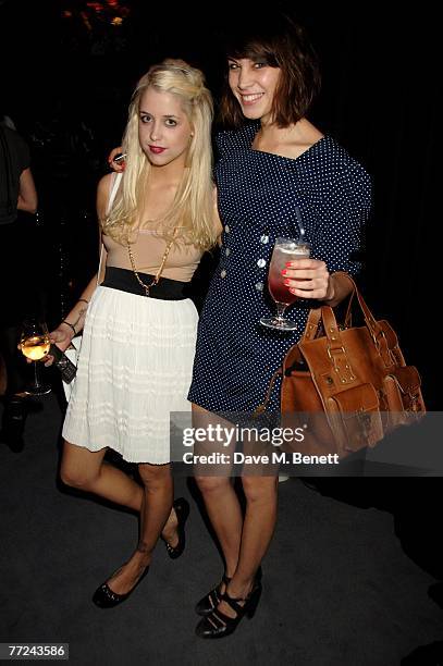 Peaches Geldof and Alexa Chung attend the launch dinner of The Row hosted by Mary Kate and Ashley Olsen, at Harvey Nichols on October 9, 2007 in...