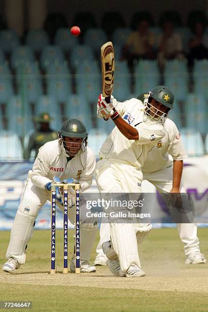 Abdul Rehman in action during day three of the second test match series between Pakistan and South Africa held at the Gaddafi Stadium on October 10,...