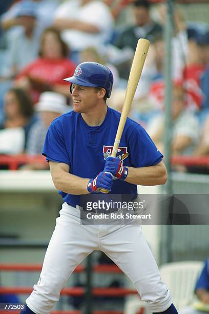 Outfielder Gabe Gross of the Toronto Bluejays stands in the box against the Philadelphia Phillies during the spring training game at Dunedin Stadium...