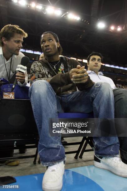 Didier Drogba of Chelsea watches the game between Boston Celtics and Minnesota Timberwolves during NBA Europe Live 2007 Tour London October 10, 2007...
