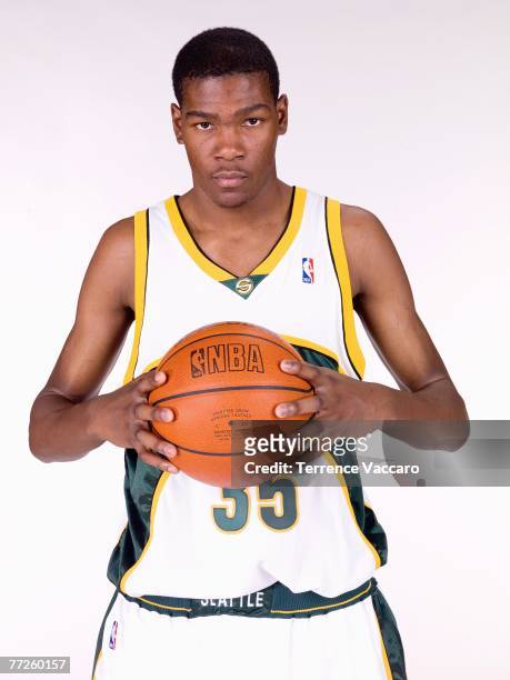 Kevin Durant of the Seattle SuperSonics poses for a portrait during NBA Media Day at the Furtado Center on October 1, 2007 in Seattle, Washington....