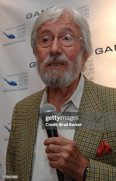 Ocean environmentalist Jean Michel Cousteau speaks at the 'Patterns of Green' lecture series at the Gant flagship store on October 10, 2007 in New...