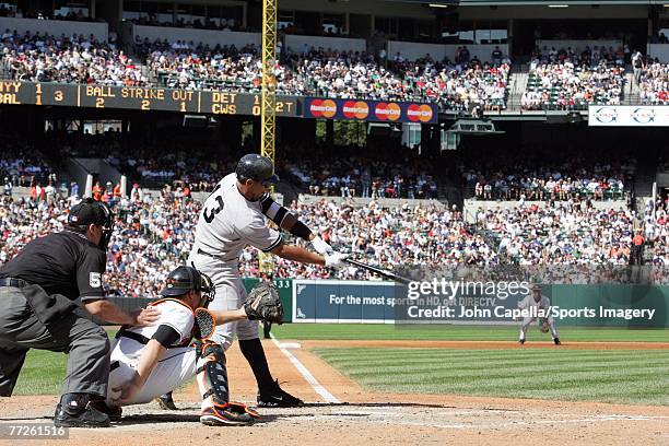 Alex Rodriguez of the New York Yankees batting during a MLB game against the Baltimore Orioles on September 30, 2007 in Baltimore, Maryland.