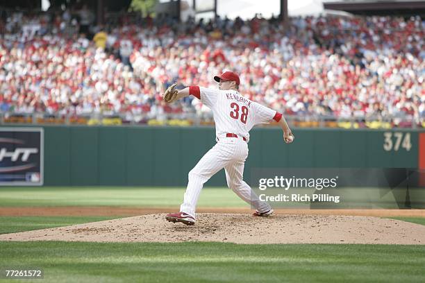 Kyle Kendrick of the Philadelphia Phillies pitches during the National League Division Series Game 2 against the Colorado Rockies at Citizens Bank...