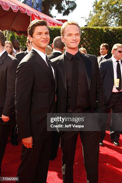 Neil Patrick Harris and guest arrive at the 59th Annual Primetime Emmy Awards at the Shrine Auditorium on September 16, 2007 in Los Angeles,...