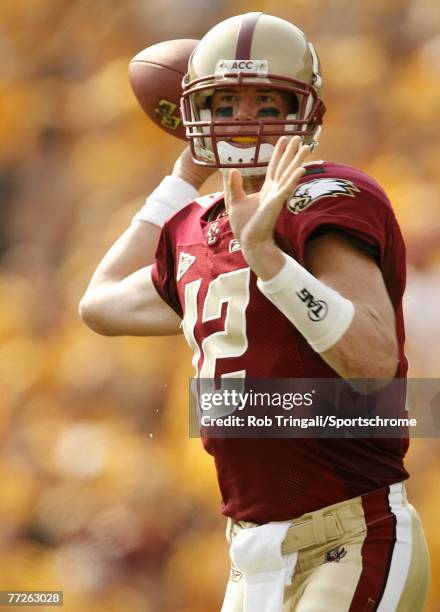 Matt Ryan of the Boston College Eagles passes against the Bowling Green Falcons on October 6, 2007 at Alumni Stadium in Chestnut Hill, Massachusetts....