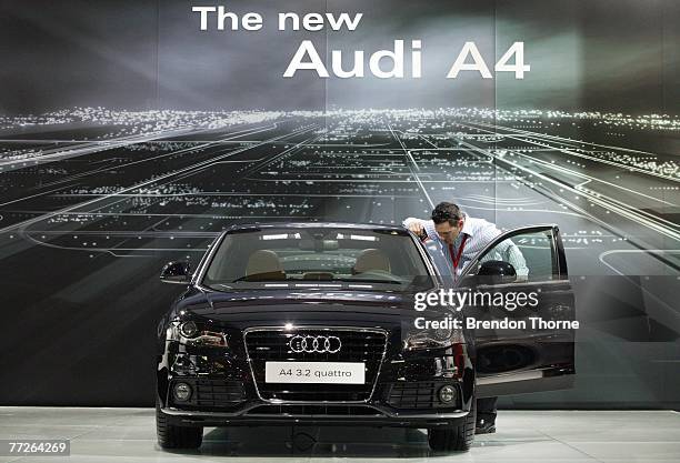The new Audi A4 3.2 Quattro is displayed at the 2007 Australian International Motor Show at the Sydney Convention and Exhibition Centre on October...