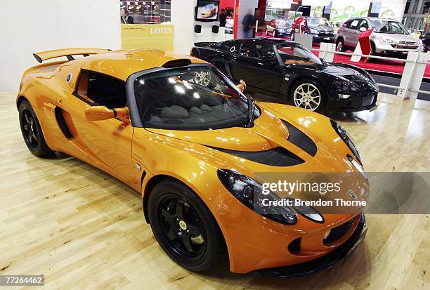 The new Lotus Exige Sport 240 is displayed at the 2007 Australian International Motor Show at the Sydney Convention and Exhibition Centre on October...