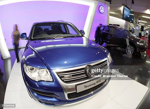 The new Volkswagen Touareg R50 is displayed at the 2007 Australian International Motor Show at the Sydney Convention and Exhibition Centre on October...