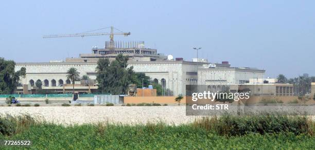 Picture shows the new US embassy complex, still under construction, in the heavily fortified Green Zone, on the west bank of the Tigris River in...