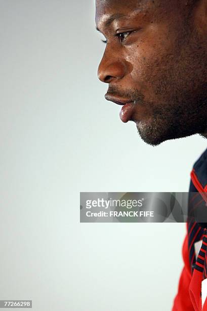 French defender William Gallas answers journalists during a press conference, 11 October 2007 in Clairefontaine, southwest of Paris, two days before...