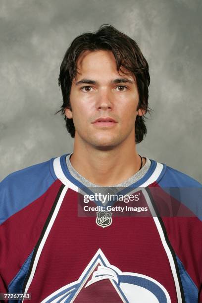 Jose Theodore of the Colorado Avalanche poses for his 2007 NHL headshot at photo day in Denver, Colorado.