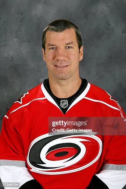 Scott Walker of the Carolina Hurricanes poses for his 2007 NHL headshot at photo day in Raleigh, North Carolina.