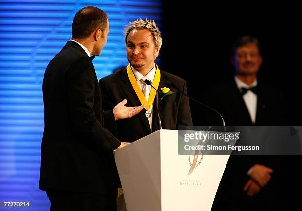 Australian ice skating Winter Olympics gold medal winner Steve Bradbury is inducted in the Hall of Fame during the 23rd Sport Australia Hall of Fame...