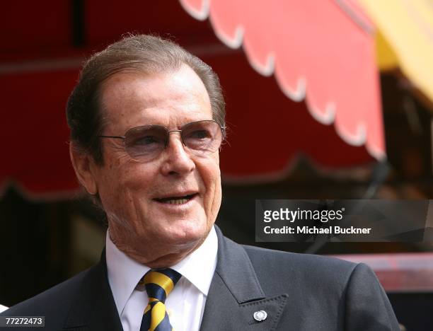 Sir Roger Moore is honored with a Star on the Walk of Fame at 7007 Hollywood Blvd. On October 11, 2007 in Los Angeles, California.