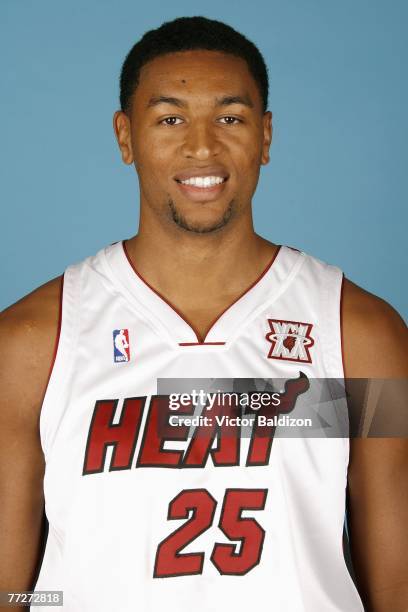 Wayne Simien of the Miami Heat poses for a portrait during NBA Media Day at American Airlines Arena October 1, 2007 in Miami, Florida. NOTE TO USER:...