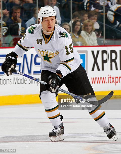 Niklas Hagman of the Dallas Stars skates against the Nashville Predators on October 6, 2007 at The Sommett Center in Nashville, Tennessee.