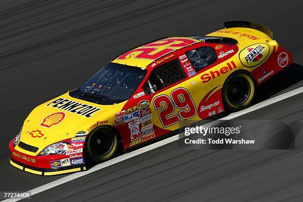 Kevin Harvick, driver of the Shell-Pennzoil Chevrolet, drives during practice for the NASCAR Nextel Cup Series Bank of America 500 at Lowe's Motor...