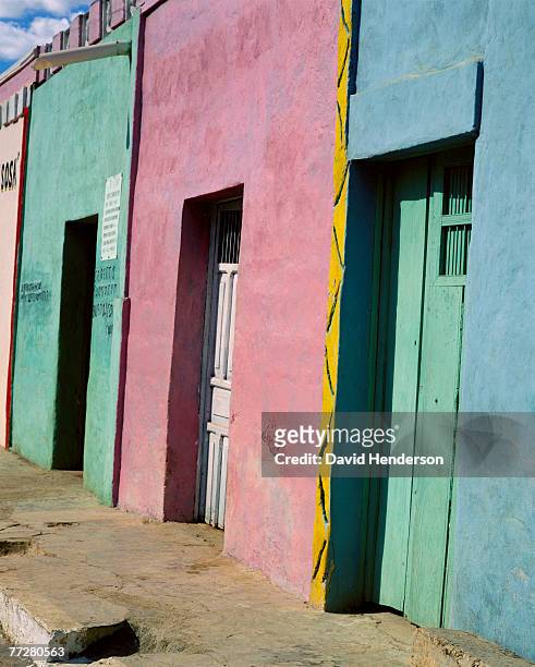 pastel colored homes, mexico - campeche stock pictures, royalty-free photos & images