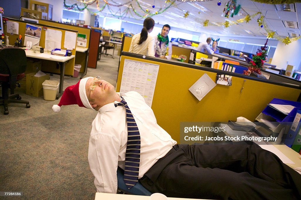 Office workers at Christmas party