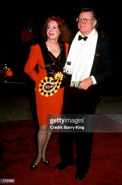 Steve Allan and Jayne Meadows attend the American Comedy Awards September 3 in Los Angeles, California. Allen died of heart failure while sleeping...