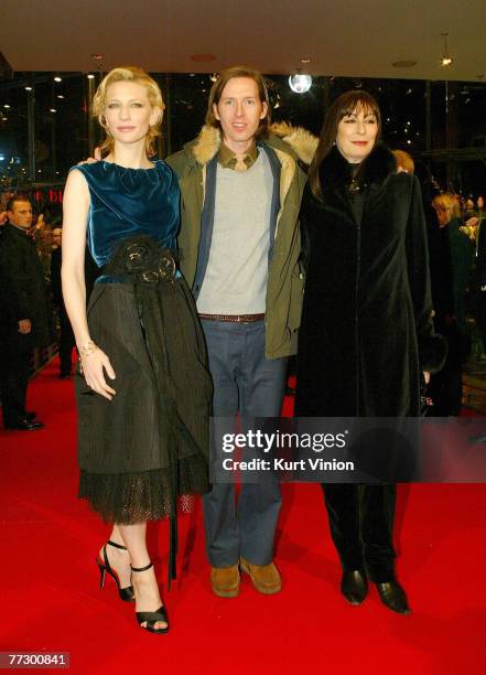 Cate Blanchett, Wes Anderson, director, and Anjelica Huston