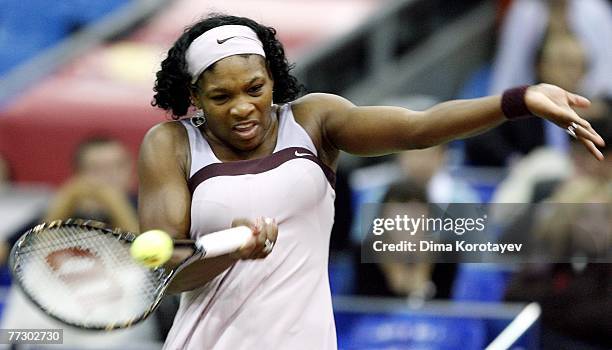 Serena Williams of USA in action against Nicole Vaidisova of Czech Republic during her quarter final match against Nicole Vaidisova of Czech Republic...