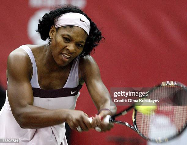 Serena Williams of USA in action against Nicole Vaidisova of Czech Republic during her quarter final match against Nicole Vaidisova of Czech Republic...