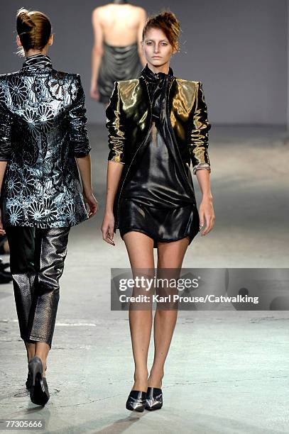 Model walks the catwalk at the Haider Ackermann collection show part of Paris Fashion Week Spring/Summer 2008 on October 4, 2007 in Paris, France.