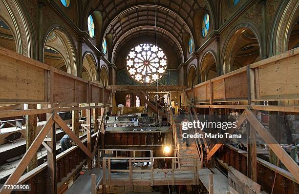 Work continues on the restoration of the Eldridge Street Synagogue, a National Historic Landmark, in the Lower East Side October 12, 2007 in New York...