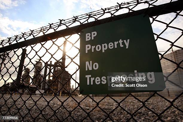 Fence surrounds the BP refinery October 12, 2007 in Whiting, Indiana. The Indiana Department of Environmental Management is considering a proposal to...