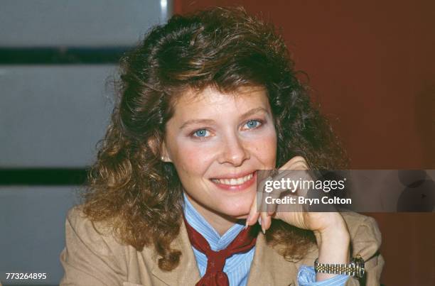 American actress star Kate Capshaw, poses whilst promoting her new film 'Indiana Jones and the Temple of Doom', ahead of the Royal European Charity...