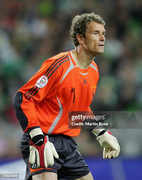 Jens Lehmann goalkeeper of Germany awaits the ball during the Euro 2008 Group D qualifying match between the Republic of Ireland and Germany at the...