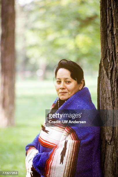 Native American writer and activist Mary Crow Dog poses while in Paris, France to promote her book on the 28th of May 1997.