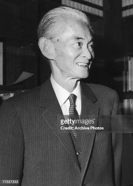 Japanese author Yasunari Kawabata during a courtesy call to UNESCO, December 1968. He is returning from the Nobel Prize ceremony in Stockholm where...