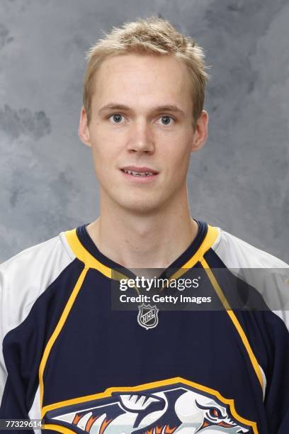 Pekka Rinne of the Nashville Predators poses for his 2007 NHL headshot at photo day in Nashville, Tennessee.