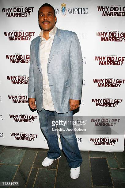 Writer/Director Tyler Perry arrives at "Why Did I Get Married?" Screening at the Bryant Park Hotel on October 9, 2007 in New York City