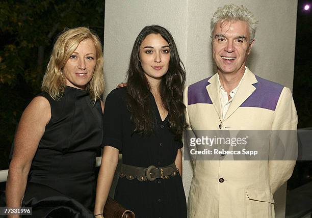 Photographer Cindy Sherman, Malu Byrne, and musician David Byrne at the Gala In The Garden event at the Hammer Museum on October 14, 2007 in...