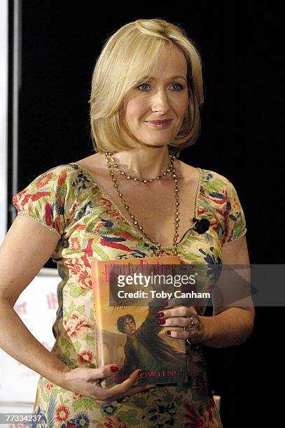 Author J.K. Rowling holds a press conference and book signing for Los Angeles Unified School District school children October 15 2007, at The Kodak...