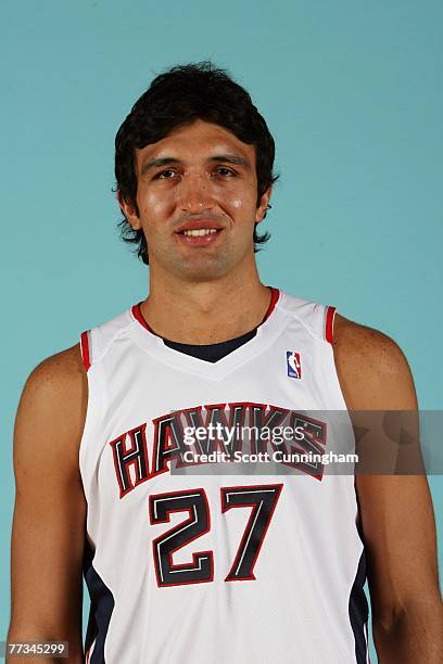 Zaza Pachulia of the Atlanta Hawks poses for a portrait during NBA Media Day at Philips Arena on October 1, 2007 in Atlanta, Georgia. NOTE TO USER:...