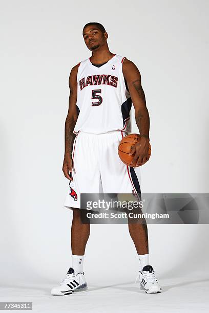 Josh Smith of the Atlanta Hawks poses for a portrait during NBA Media Day at Philips Arena on October 1, 2007 in Atlanta, Georgia. NOTE TO USER: User...