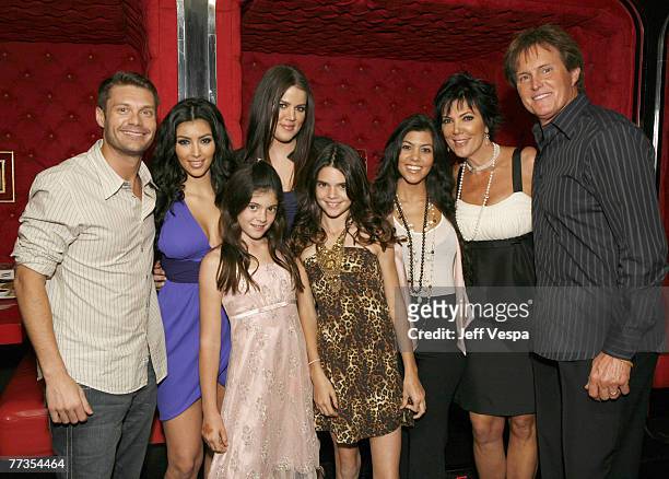 Ryan Seacrest, Kim Kardashian, Kylie Jenner, Khloe Kardashian, Kendall Jenner, Kourtney Kardashian, Kris Jenner and Bruce Jenner pose for a photo at...