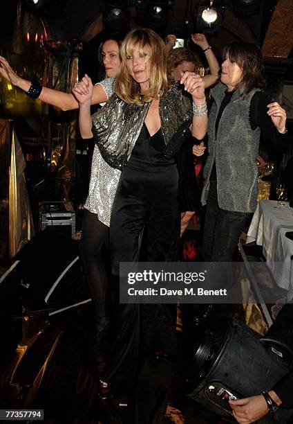 Kate Moss and Singer Chrissie Hynde attend the launch of Kate Moss's new Top Shop 'Christmas Range' collection at Annabel's October 16, 2007 in...