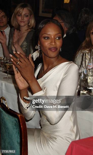 Naomi Campbell attends the launch of Kate Moss's new Top Shop 'Christmas Range' collection at Annabel's October 16, 2007 in London, England.