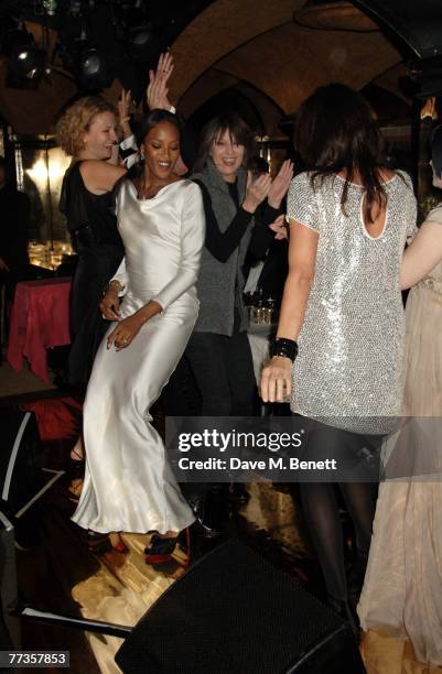 Naomi Campbell , singer Chrissie Hynde and Trish Simonen attend the launch of Kate Moss's new Top Shop 'Christmas Range' collection at Annabel's...