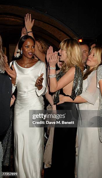 Naomi Campbell and Kate Moss attend the launch of Kate Moss's new Top Shop 'Christmas Range' collection at Annabel's October 16, 2007 in London,...