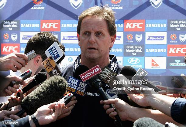 Melbourne Victory Football Operations Manager Gary Cole talks to the media during a Melbourne Victory training session held at Olympic Park on...